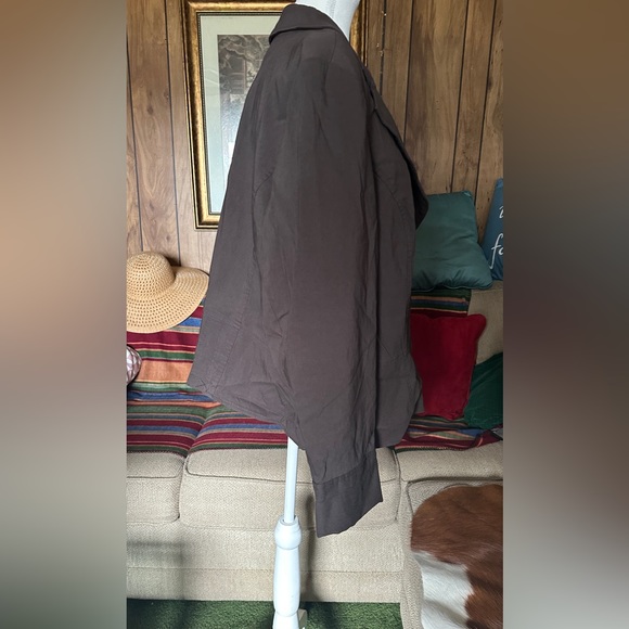 EUC Lane Bryant Brown STRETCHY Fitted Suit Jacket with Hook & Eye Closure, Sz 26 - Picture 5 of 13